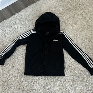 Adidas Women’s Black and White Striped Light Weight Zip
Up Hoodie